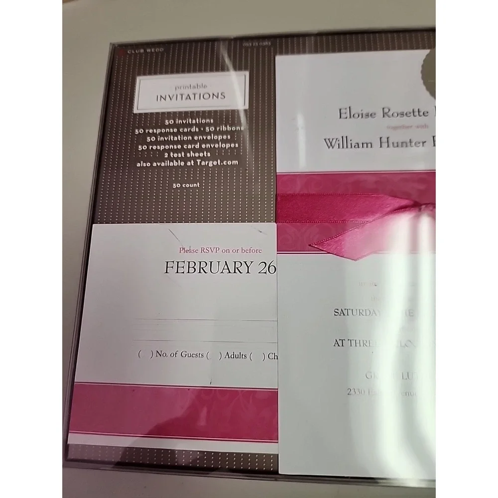 Club Wedd Printable 50 Wedding Invitations and Response Cards and Envelopes